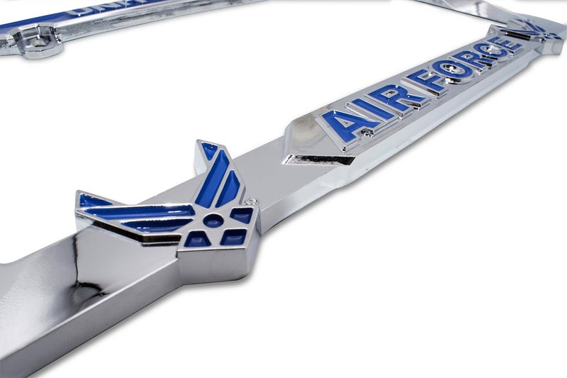 Elektroplate Officially Licensed â€“ United States Air Force Chrome-Plated 3D All-Metal Blue Font License Plate Frame Tag Holder for Cars/SUVs/Trucks Weather-Proof Automotive Accessory - Image 3